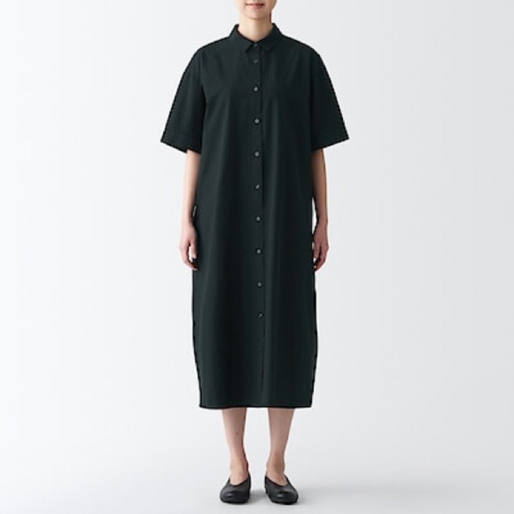 Muji cool touch, short sleeve black dress